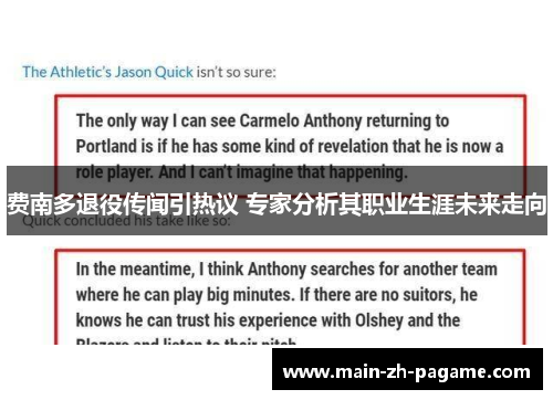 费南多退役传闻引热议 专家分析其职业生涯未来走向 费南多退役传闻引热议 专家分析其职业生涯未来走向